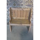 A rustic pine hall bench, 92cm tall x 81cm x 39cm