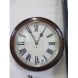 A stained polished beech surround wall clock by Turner and Sons, Surbiton, restored condition,