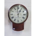 A 19th century mahogany drop dial wall clock, the dial signed Jas Bannister 32 Princess Street,