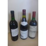 Three bottles of red wine - 1983 Crozes Hermitage Pascal, 1983 Chateau de Pouzols and a 1986 La Cour