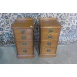 A pair of oak bedside four drawer chests, converted from desk pedestals by a local craftsman to a