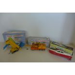 A boxed Dinky Elevator loader 964, a Dinky 20 tonne Coles lorry mounted crane 972 with box lid and a