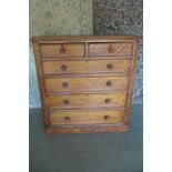 A Victorian satin birch six drawer chest, 127cm tall x 123cm x 53cm