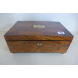 A 19th century mahogany and rosewood fitted jewellery box, 31cm x 13cm x 21cm