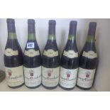 Five bottles of 1982 Gevrey Chambertin Veuve Aubert Ainee red wine