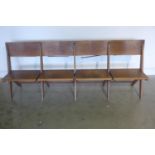 An oak four seat folding bench, 211cm long, 80cm tall