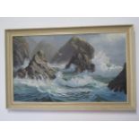 Two oil painted seascapes, by John Hewitt, both painted on board, only one signed, Cornish Views,