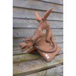 A dragon ridge roof tile finial, with a V ridge - 51cm L x 31cm W x 45cm H