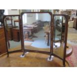 A mahogany triple dressing mirror, 79cm tall, 110cm wide