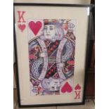 A large collage of The King of Hearts, mounted and framed, Height 150cm x width 98cm