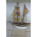 A hand built twin mast pirate Man O War sailing galleon with electric steering and sail control,