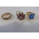 Three 9ct gold rings, one hallmarked, total weight approx 8 grams