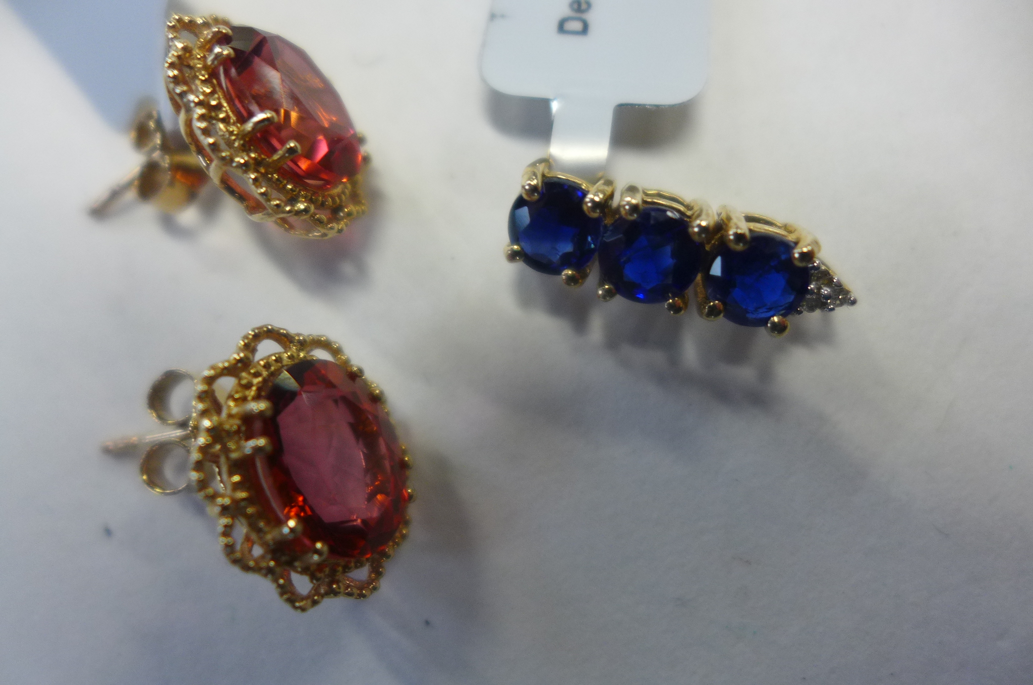 A pair of 9ct gold topaz earrings, total approx 6.3cts, and a Kyanite and diamond 9ct pendant, - Image 2 of 3