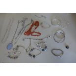 A collection of silver and other jewellery