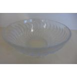 A Lalique spiral glass bowl, 8cm tall x 21cm diameter, no cracks, but multiple chips to rim