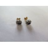 A pair of 9ct hallmarked sapphire and diamond earrings, approx 1.5 grams, generally good