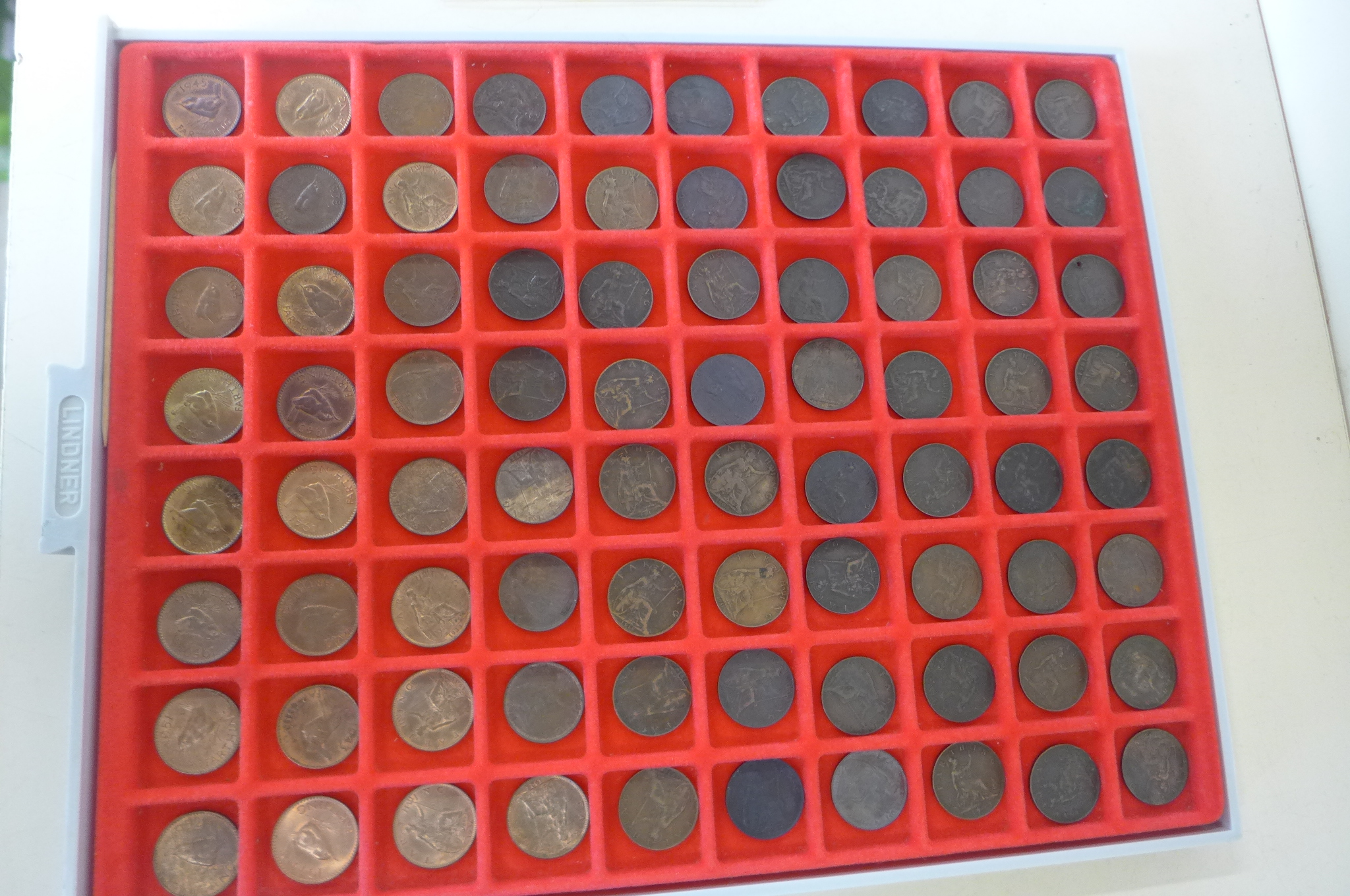 Eighty Farthings in a presentation case, and other British coinage, including two George III bank - Image 2 of 5