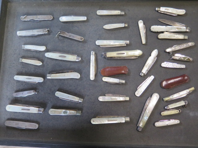 A collection of 36 fruit knives including 29 silver and silver bladed knives, dating from the late