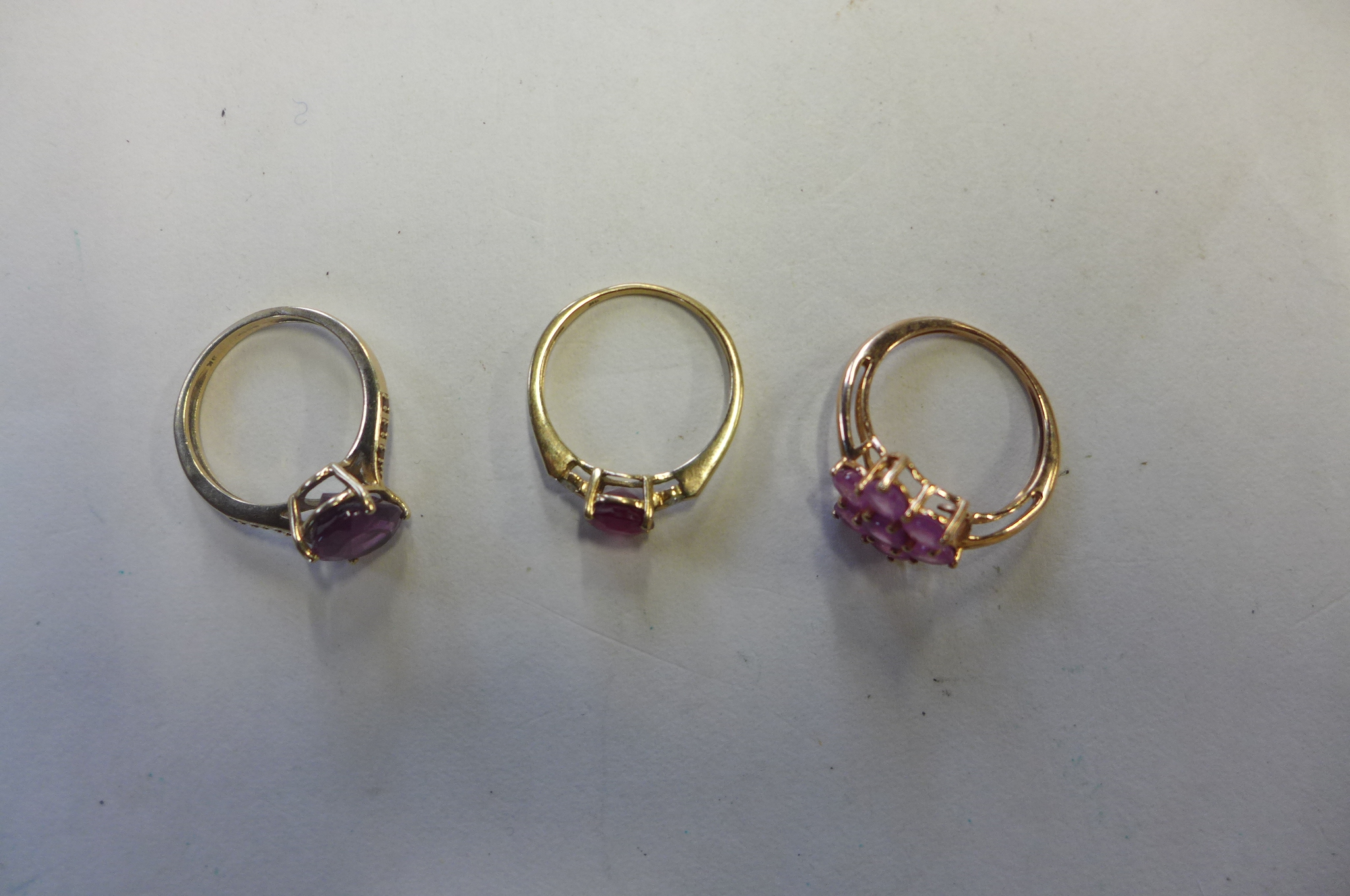 Three 9ct gold dress rings, sizes N, approx 6.7 grams, all in good condition - Image 2 of 2