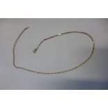 A hallmarked 9ct gold open box link neck chain, length 46cm, weight approx 4.9 grams, clean