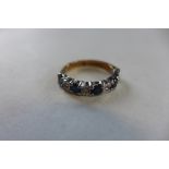 A 9ct gold diamond and sapphire ring, size K, approx 2.9 grams