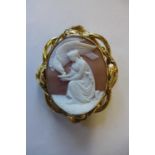 A good cameo in a gilt metal vine and leaf mount, 6.5cm x 5.5cm, no cracks, generally good, slight