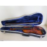 A German violin with a 14 1/4 inch, two piece back, label Ton-Klar, the Dancla William Lewis Chicago