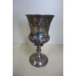 A silver embossed trophy goblet London 1856/57 maker WRS 17cm tall, approx 6.5 troy oz, some