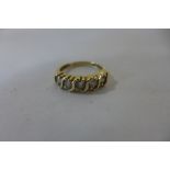 A hand made, yellow gold, five stone diamond ring, diamonds - 4mm round brilliant cut, clarity VS-
