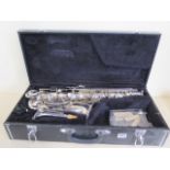 A Jupiter saxophone with hard case no 30434 7F