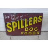 A SPILLERS DOG FOODS enamel sign, small chips to edges, large chip to top of L's, some staining