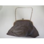 A rolled gold evening bag, some wear but reasonably good, 17x17cm