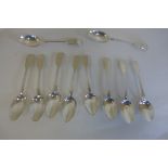 Eight silver teaspoons, and two plated spoons, total silver weight approx 4.7 troy oz