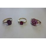 Three 9ct gold dress rings, sizes N, approx 6.7 grams, all in good condition