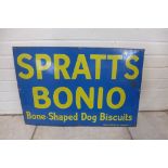 A SPRATTS BONIO and Ovals enamel sign by Wood and Penfold, some chipping mainly to edges, reasonably