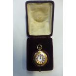 A nice quality Edwardian 18ct gold ladies half hunter fob watch, the movement marked Jays 142 and