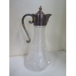 A silver plated claret jug, height 28.5cm, in good condition