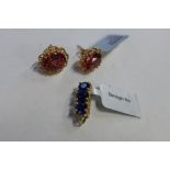 A pair of 9ct gold topaz earrings, total approx 6.3cts, and a Kyanite and diamond 9ct pendant,