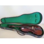 A violin with a 36cm two piece back label to James Hardie Edinburgh, dated 1884 - in a hard case