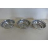 Three Egyptian silver bowls, 11.5 diameter , weight approx 9 troy oz, no obvious damage or denting