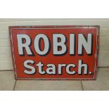 A Robin Starch enamel sign, 50x77cm, some chipping to edges but reasonably good