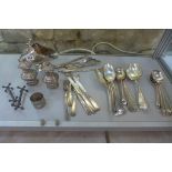 A small amount of plated ware including flatware