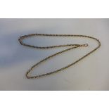 A very good Edwardian 9ct gold guard chain formed of anchor chain links, with a single dog clip,