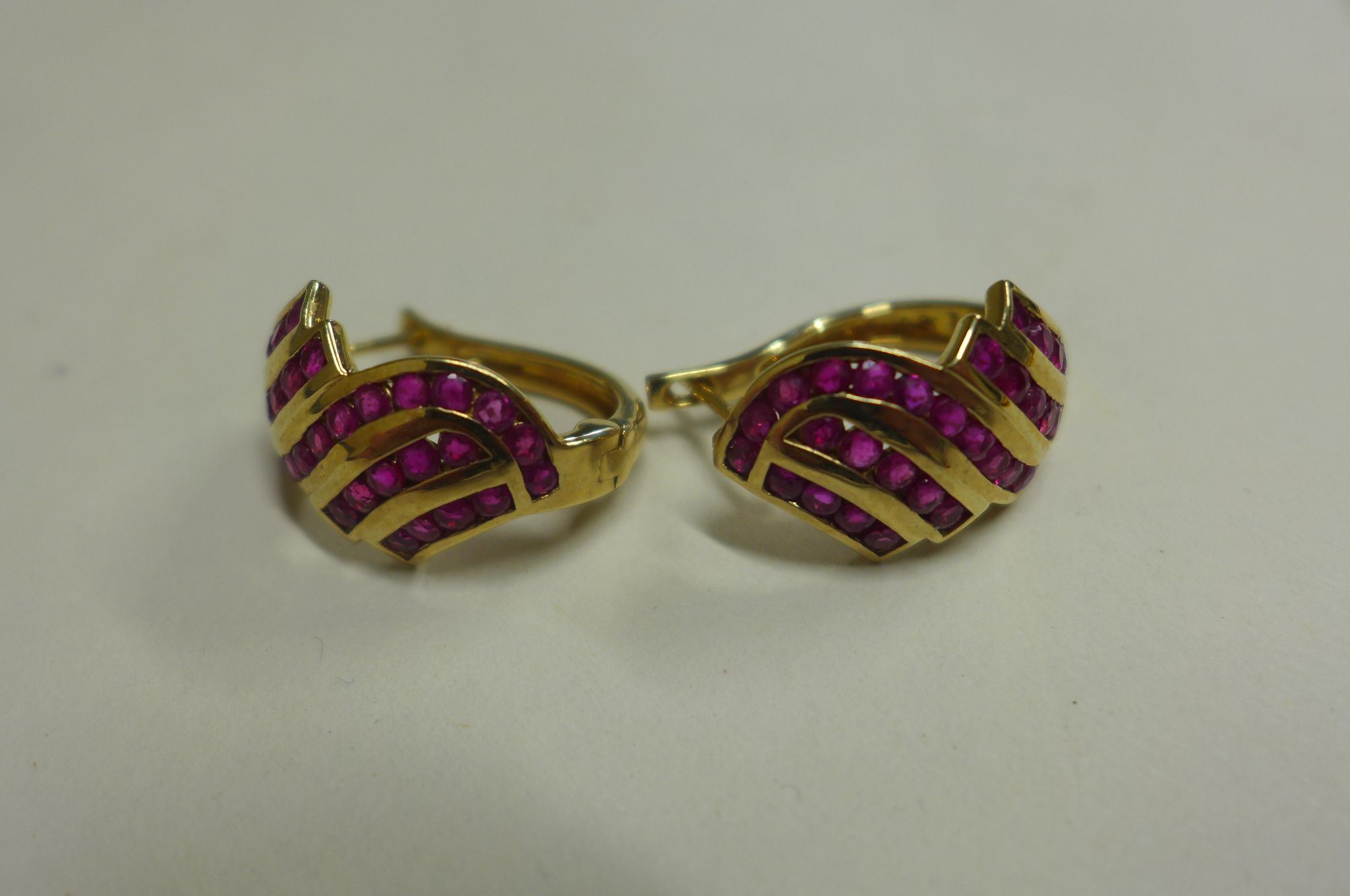 A pair of 9ct Burmese ruby earrings, approx 7.5 grams, unworn