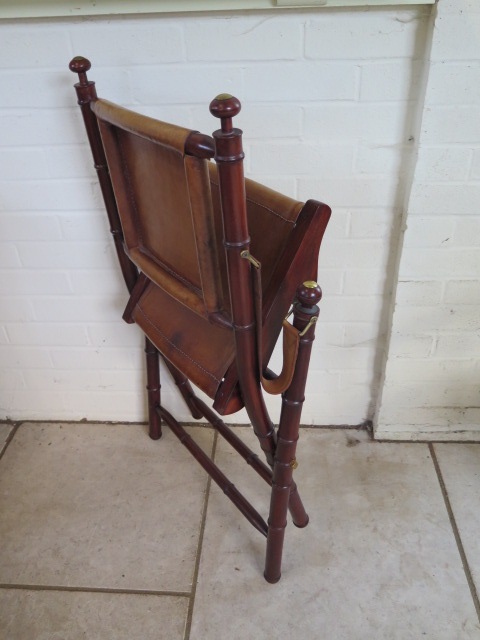 A Victorian style folding leather seated campaign chair - Image 2 of 2