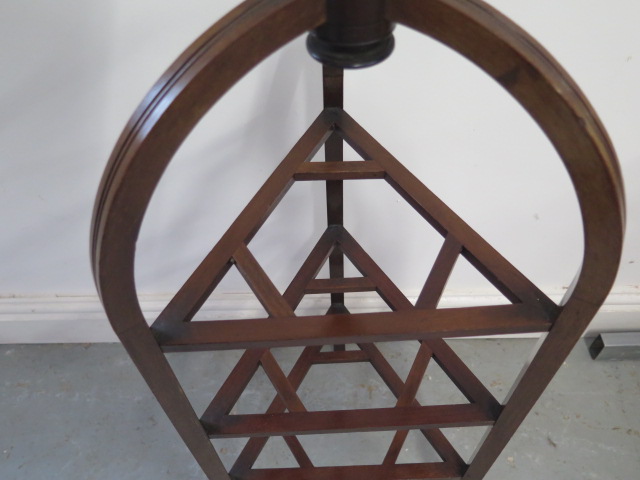 A domed top tri-form cake or plate stand, with geometric design, plate supports - height 81cm - - Image 3 of 3