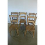 Five Victorian ash and elm bar back kitchen chairs