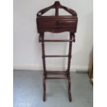 A mahogany valet stand with hanging rails and drawers, width 45cm, height 121cm - very good