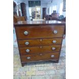 A Regency mahogany sectretaire chest with a fitted drawer above three long drawers, 105cm tall x