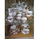 A Royal Albert Country Rose coffee tea and dinner service six setting, all generally good